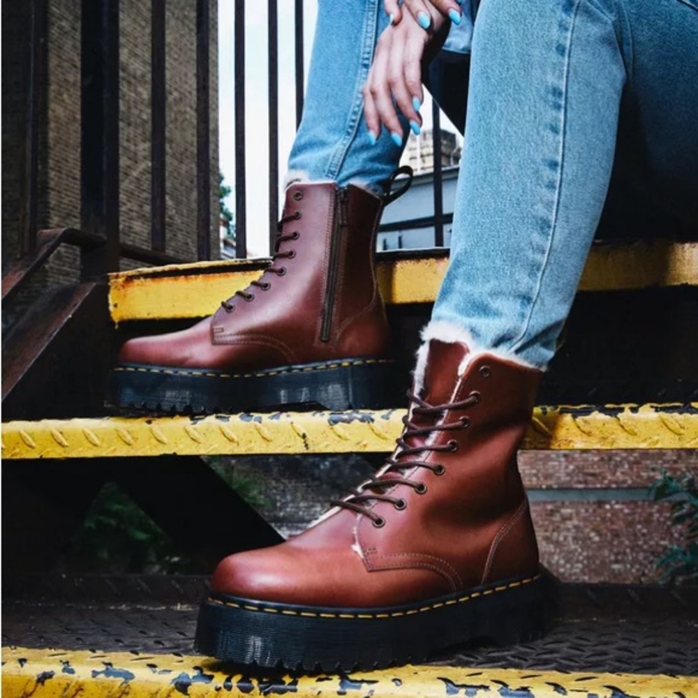 Dr. Martens Jadon Faux Fur Lined Leather Platform Boots